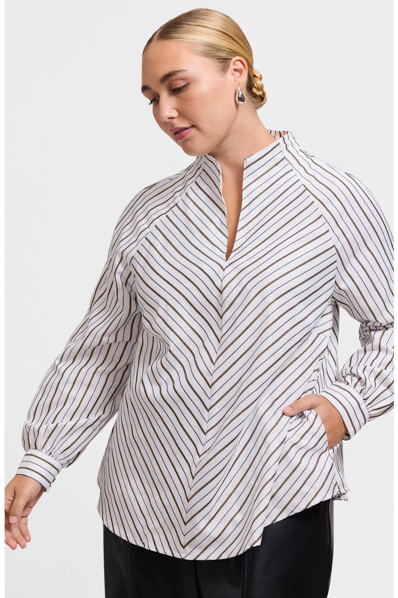 Daphne Metallic Stripe Cotton Blend Pullover Shirt, Alternate, color, WHITE/ MULTI