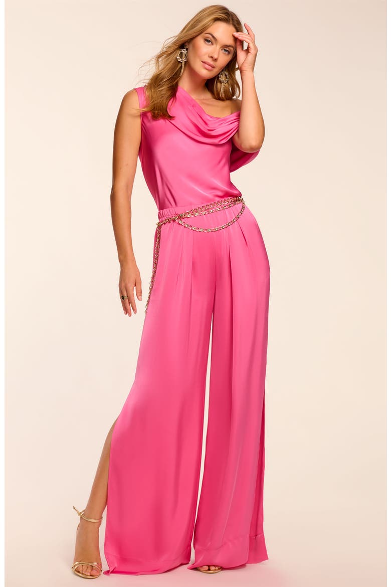 Jolie Split Leg Pants, Alternate, color, PINK GARNET