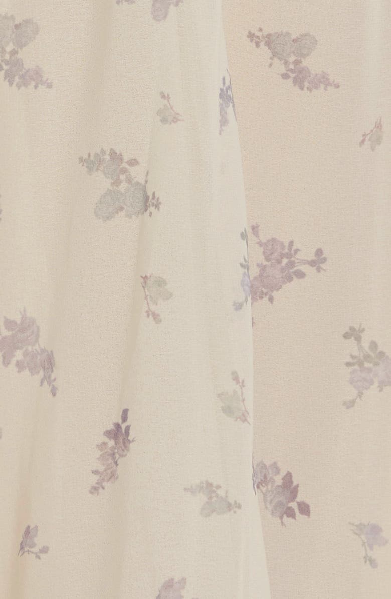 Ganni Floral Print Pleated Georgette Long Sleeve Midi Dress, Alternate, color, 