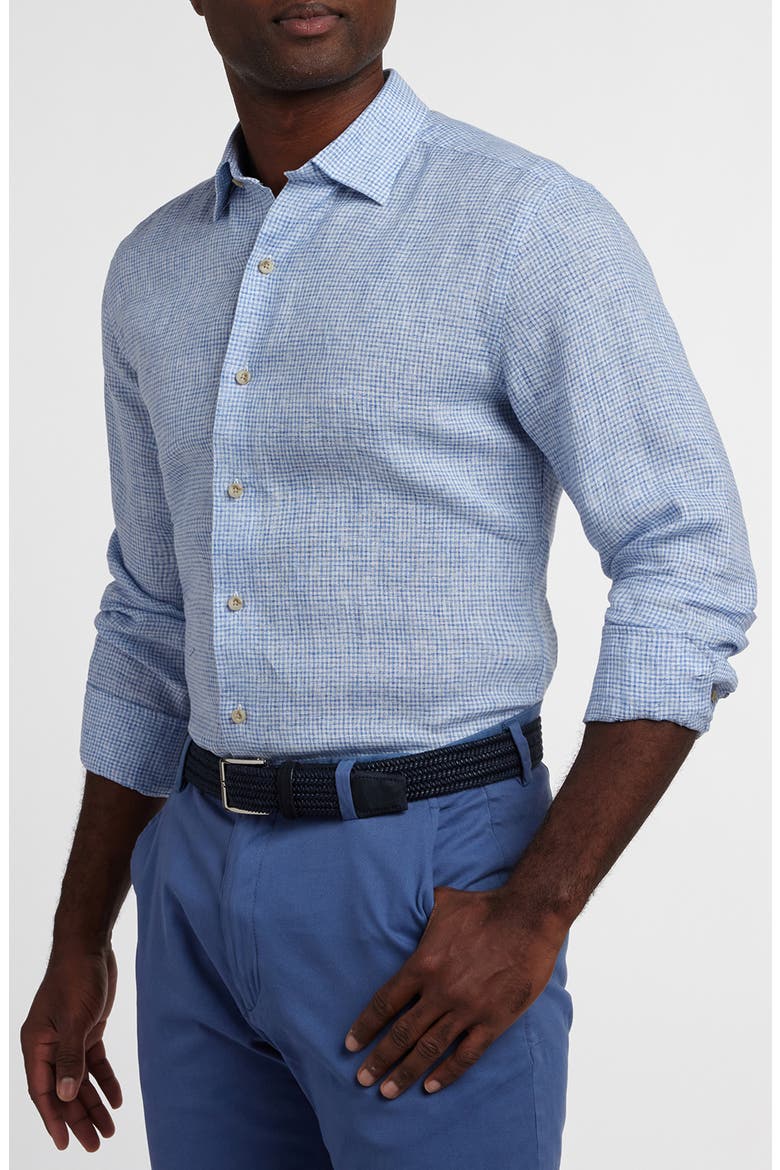 Linen Check Sport Shirt, Alternate, color, WHITE/ NAVY