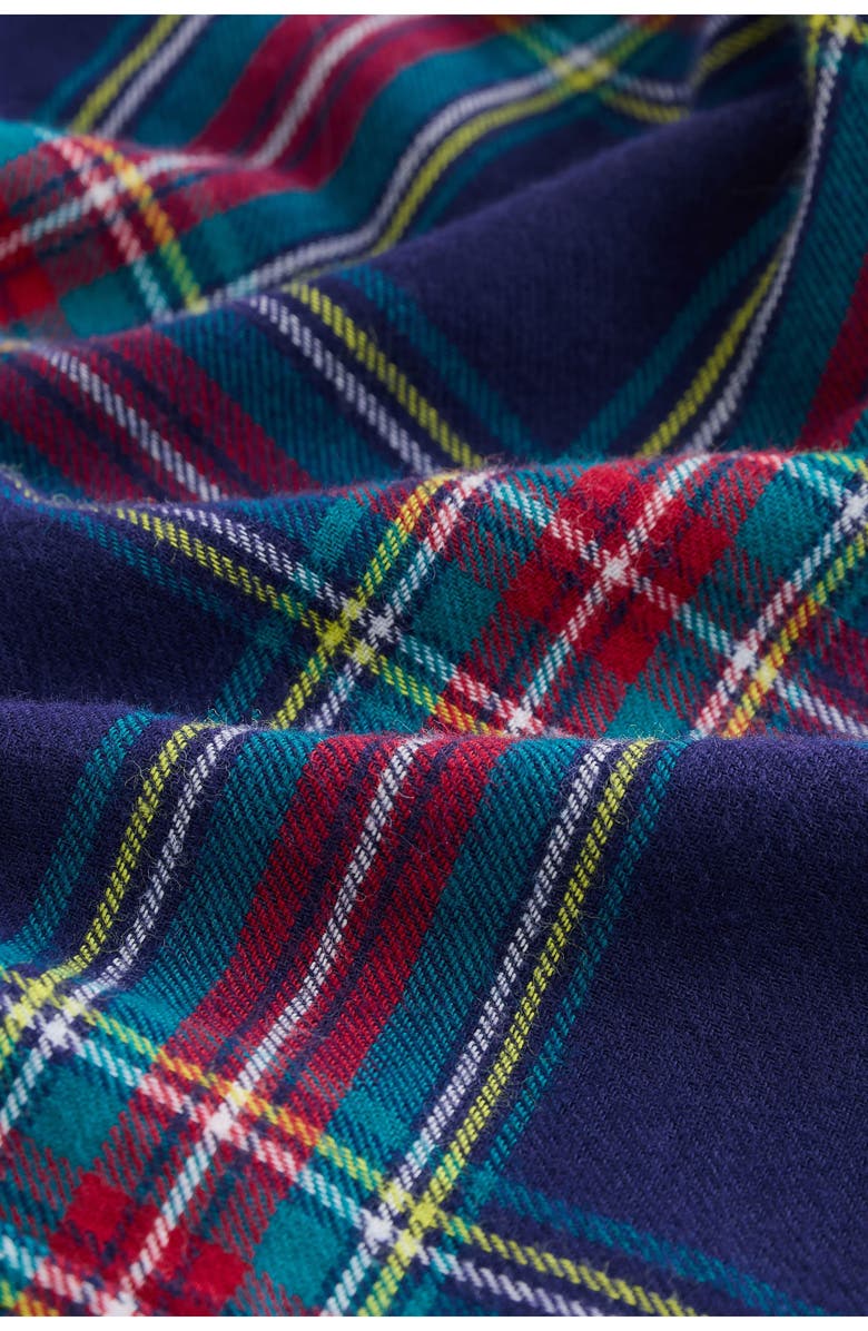 NEXT Kids' Plaid Santa Bear Appliqué Cotton Button-Up Shirt, Alternate, color, Blue