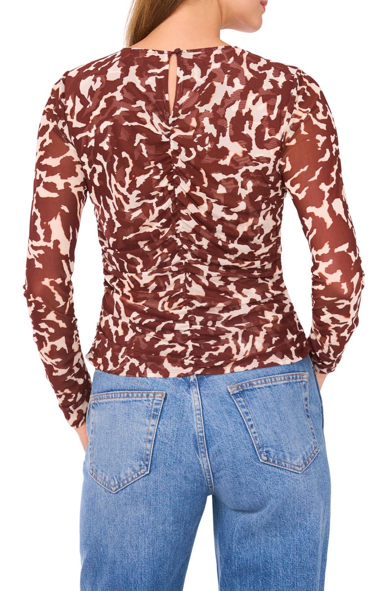 Parker The Willow Ruched Mesh Top, Alternate, color, Rum Raisin