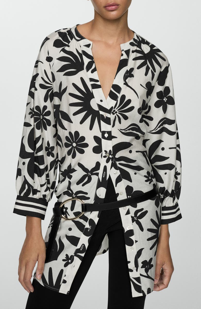MANGO Floral Print Longline Top, Main, color, 