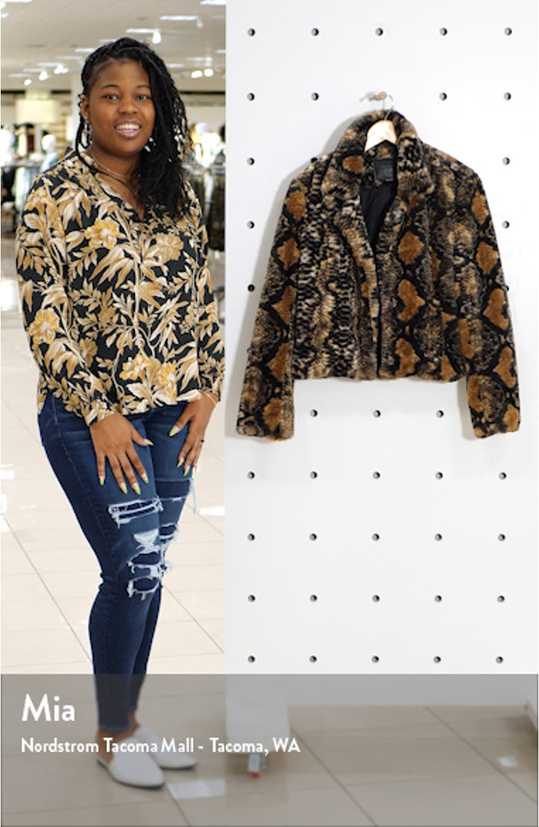 Mixed Print Faux Fur Jacket, sales video thumbnail