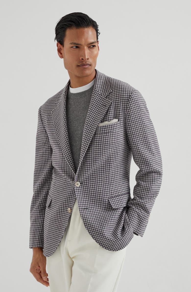 Brunello Cucinelli Houndstooth deconstructed blazer, Alternate, color, Burgundy