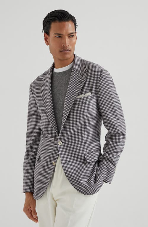 Brunello Cucinelli Houndstooth Deconstructed Blazer In Gray