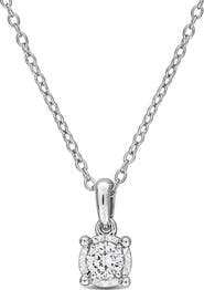 Created Forever Sterling Silver Lab Grown Diamond Solitaire Pendant Necklace