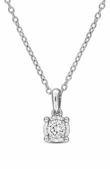 Created Forever Sterling Silver Lab Grown Diamond Solitaire Pendant Necklace