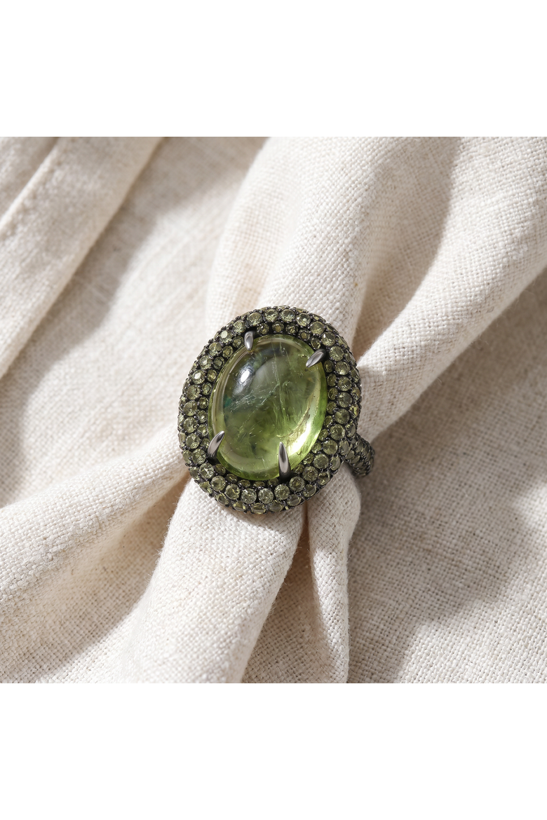 12.21Ct Peridot & Green Tourmaline Heirloom Ring 14k Gold, Main, color, 14k White Gold