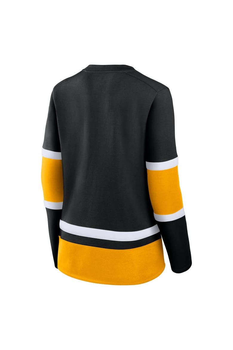 Women's Fanatics Black Boston Bruins Prime Time Lace-Up Long Sleeve T-Shirt, Alternate, color, Black