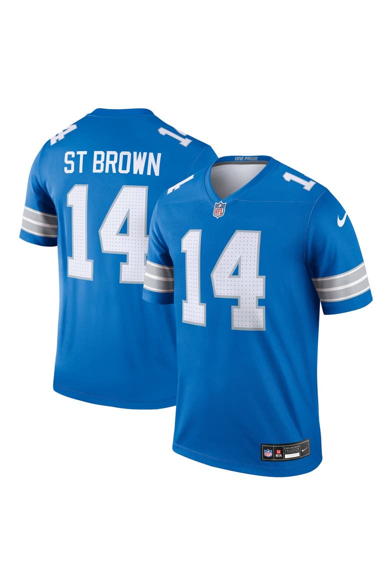 Men's Nike Amon-Ra St. Brown Blue Detroit Lions Team Legend Player Performance Top, Main, color, Blue