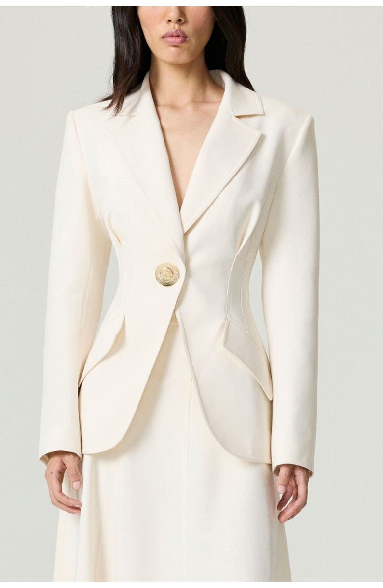 Nocturne Gold Accent Padded Shoulder Jacket, Main, color, Ivory
