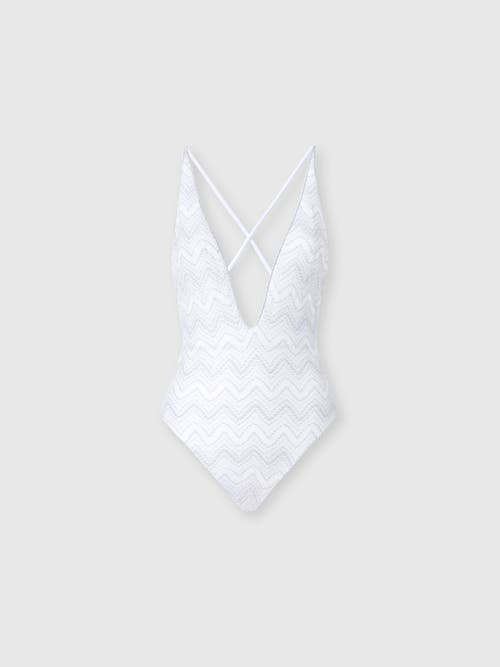 Missoni V-neck Zig Zag Lamé Viscose One-piece Swimsuit