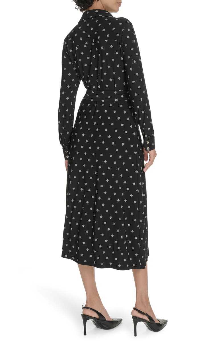 Tommy Hilfiger Long Sleeve Tie Waist Shirtdress, Alternate, color, Black/ Whitecap