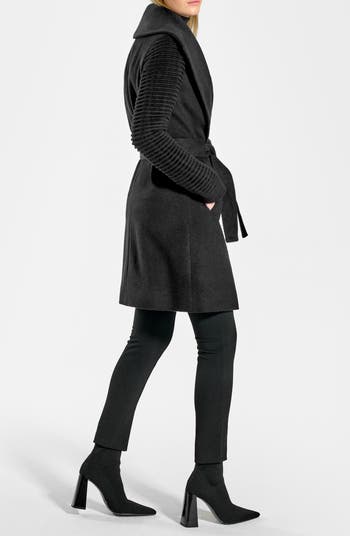 Rib Sleeve Alpaca & Wool Wrap Coat