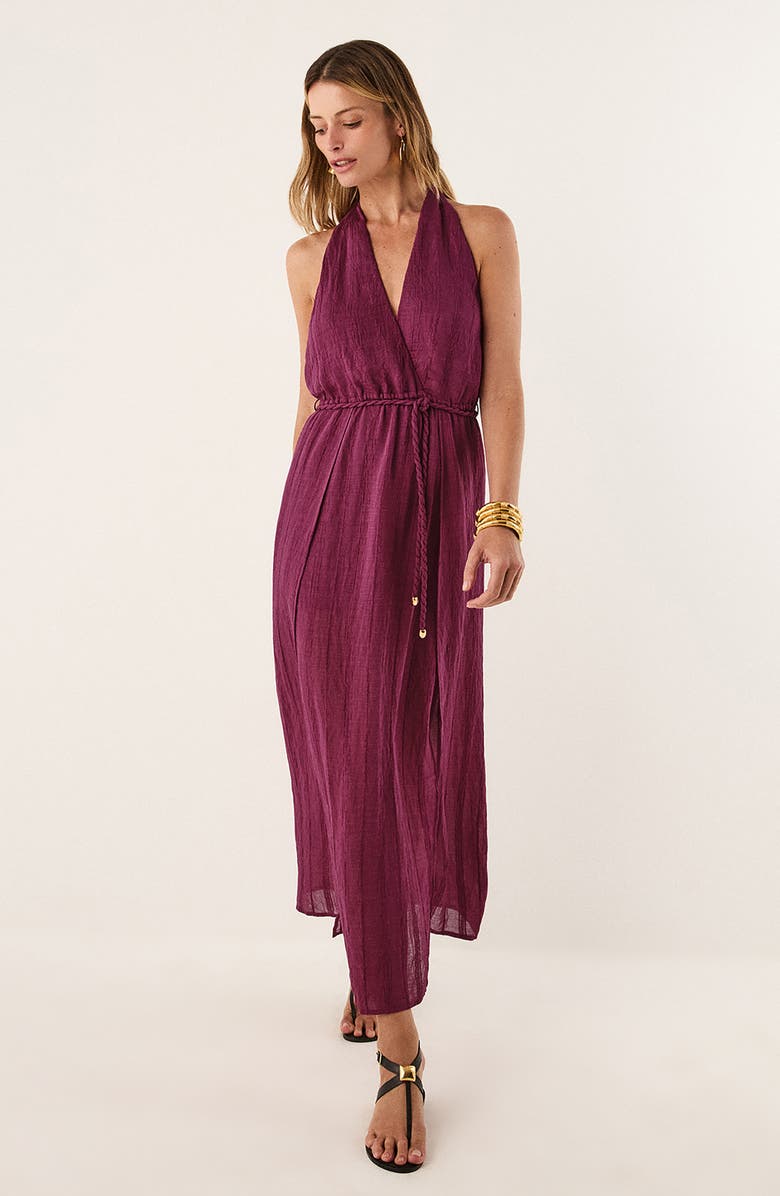 ViX Paula Hermanny Talita Halter Cover-Up Maxi Dress, Alternate, color, Purple