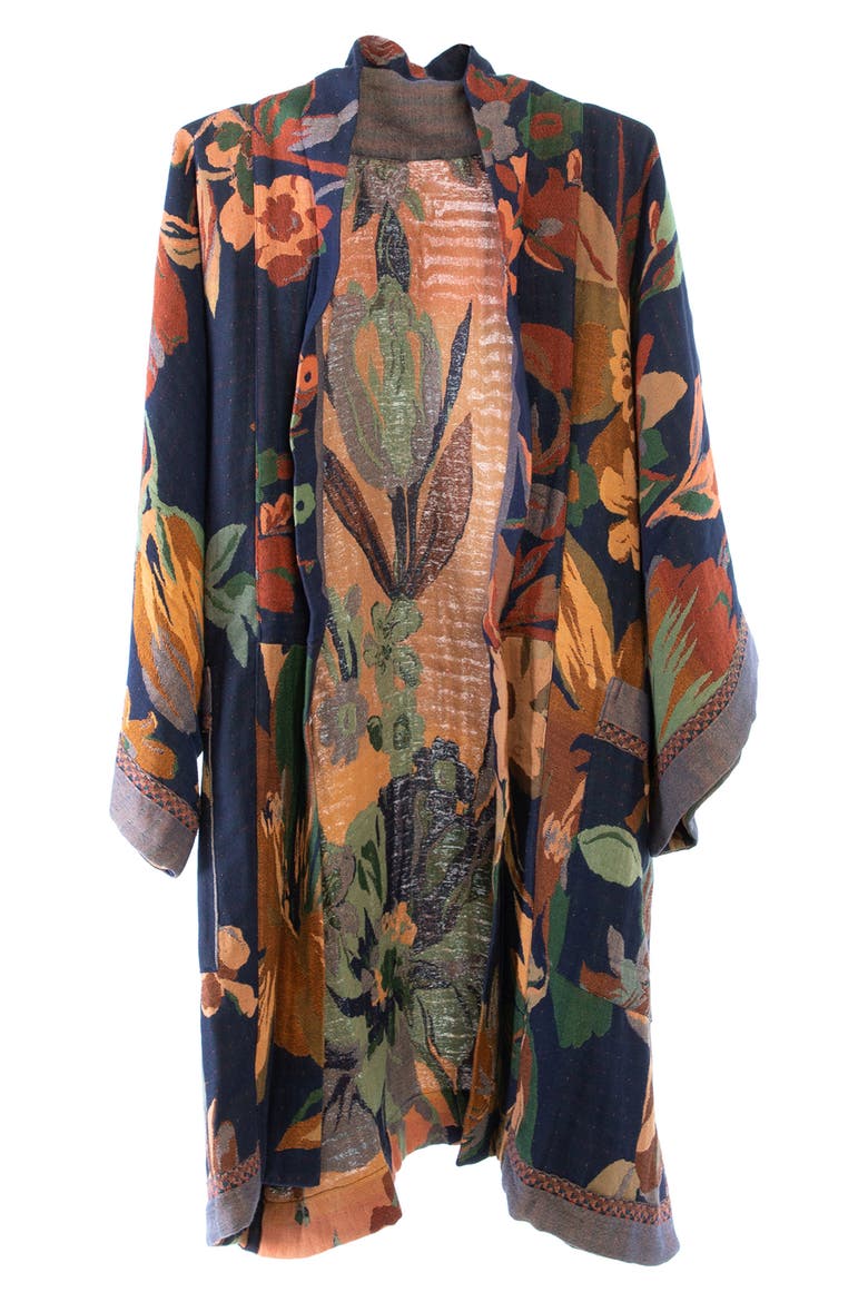 Midnight Maple Floral Ruana, Alternate, color, NAVY