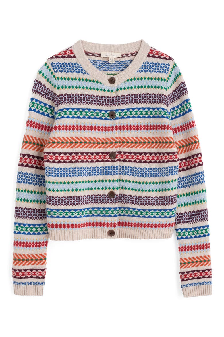 Percella Cove Fair Isle Merino Wool Blend Cardigan, Alternate, color, KNIT ABSTRACTION MULTI