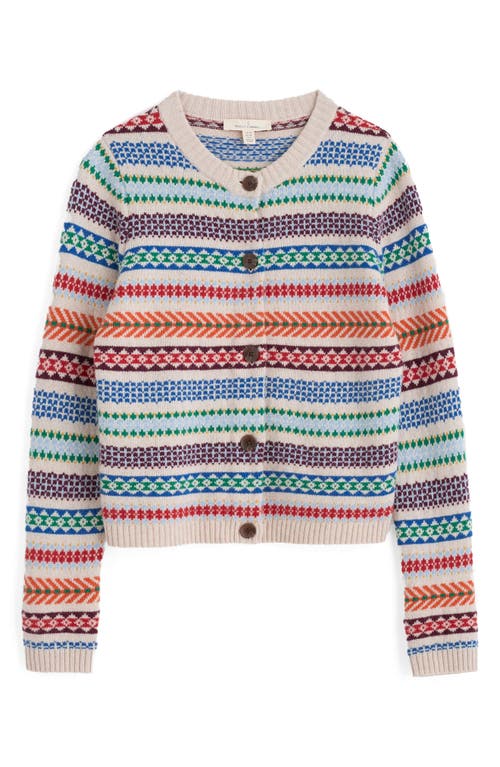 Seasalt Cornwall Percella Cove Fair Isle Merino Wool Blend Cardigan In Knit Abstraction Multi