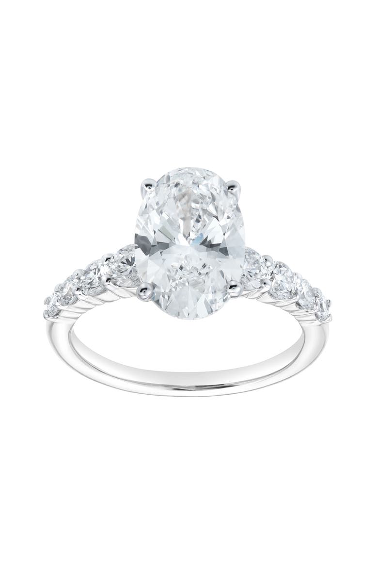 LuvMyJewelry Julia 14K White Gold Oval Lab Grown Diamond Engagement Ring - 3.7 Ct, Main, color, 14K White Gold