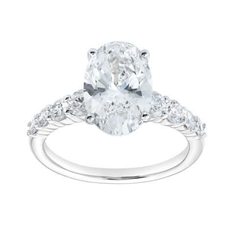 Julia 14K White Gold Oval Lab Grown Diamond Engagement Ring - 3.7 Ct