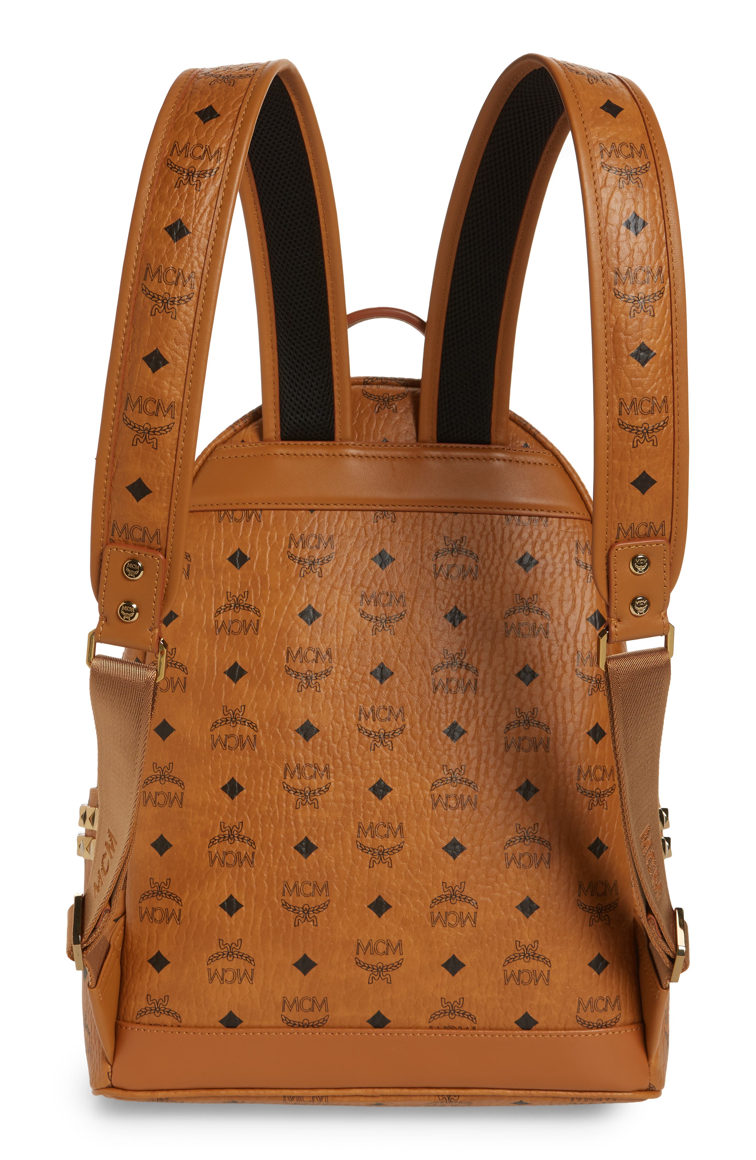 Medium Stark Side Stud Coated Canvas Backpack, Alternate, color, COGNAC