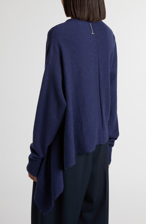Alexander Mcqueen Mcqueen Asymmetrical Cashmere & Wool Crewneck Sweater In Blue