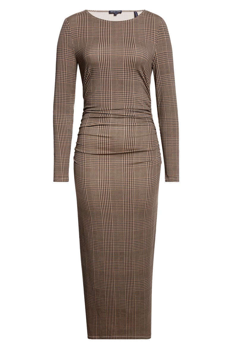 Charissa Plaid Long Sleeve Body-Con Dress, Alternate, color, DARK ACORN MULTI