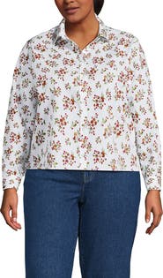 Lands' End Plus Size No Iron Boxy Cropped Shirt
