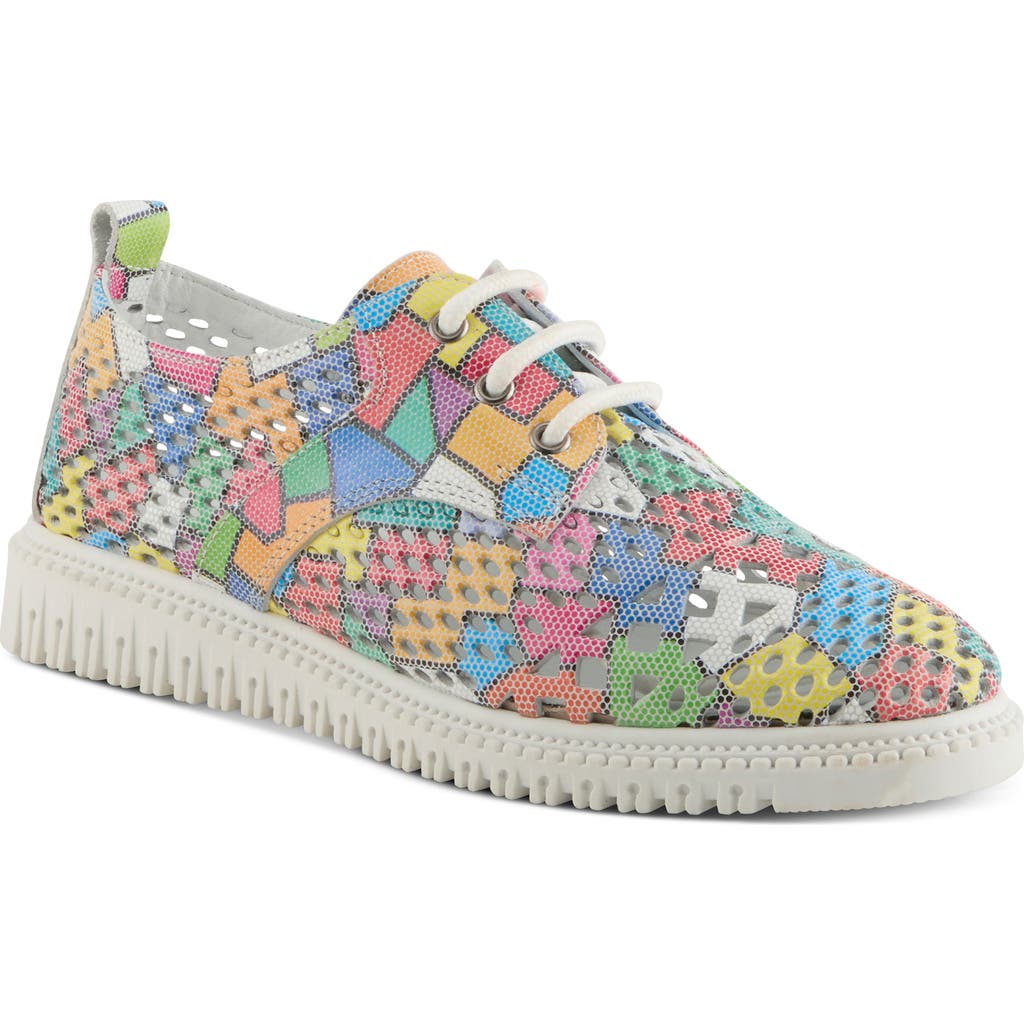 Spring Step Perforated Sneaker In White Multi