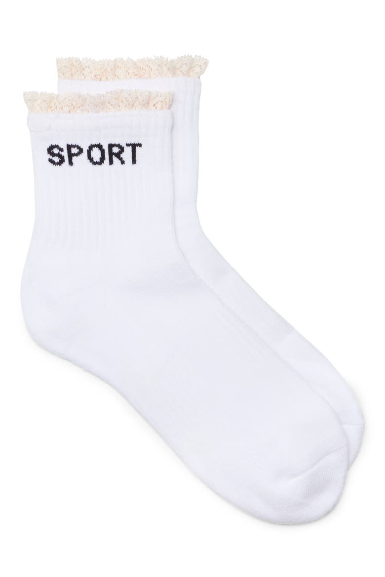 Frill Sport Socks, Main, color, WHITE