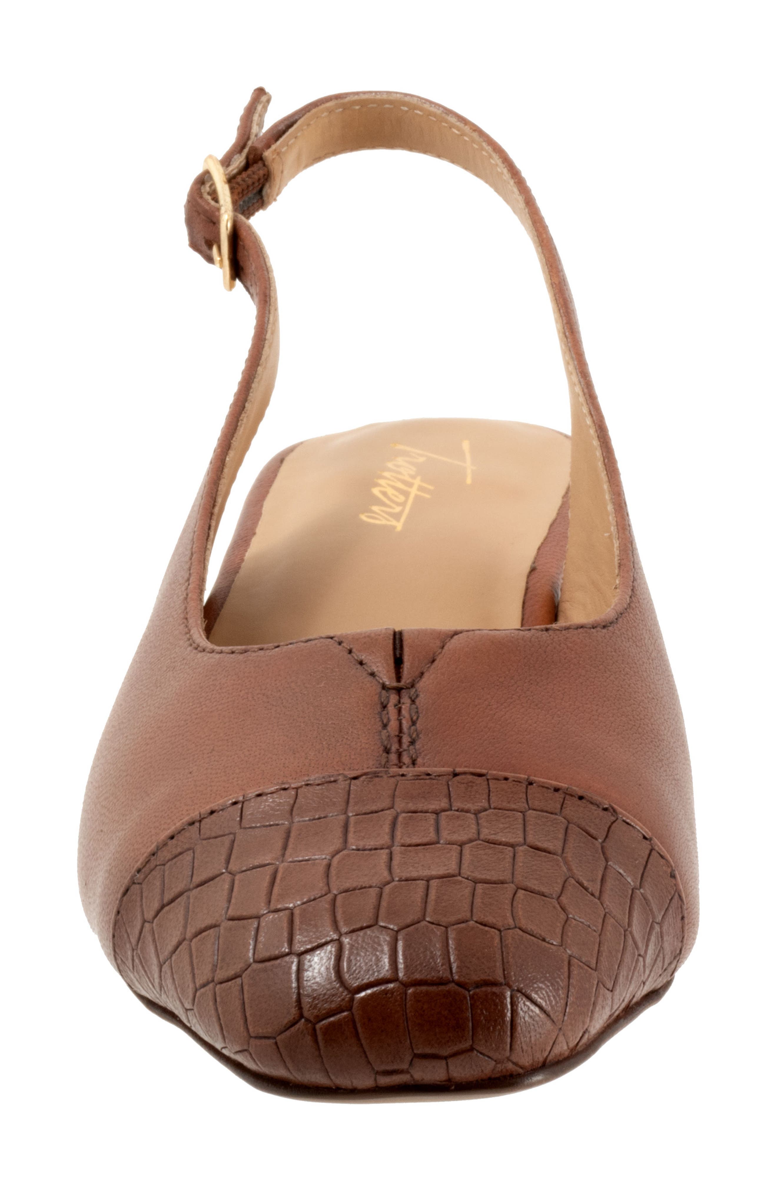 Dea Slingback Cap Toe Wedge Pump, Alternate, color, COGNAC CROCO