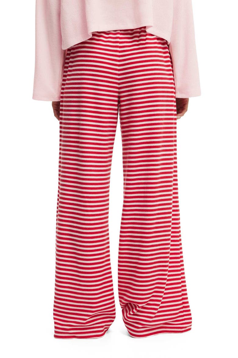 Women's Super Soft Waffle Wide Leg Pant, Alternate, color, Ellie Stripe Cheeky Cherry