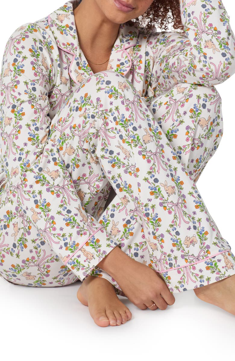 BedHead Pajamas Stretch Cotton Jersey Pajamas, Alternate, color, Bunny Blooms