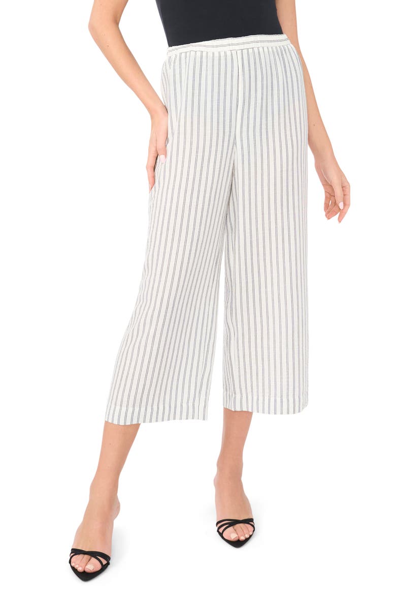 Stripe Pull-On Ankle Wide Leg Pants, Main, color, ULTRA WHITE