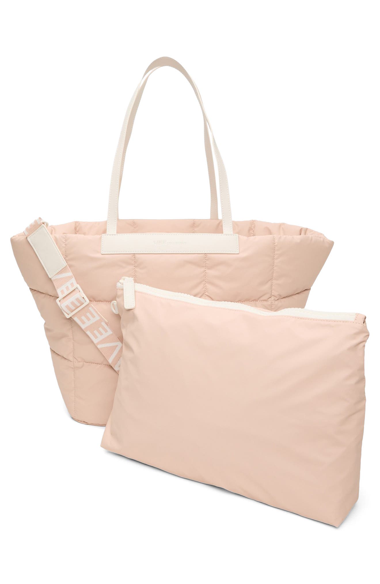 VeeCollective Porter Basque Quilted Recycled Nylon Tote, Alternate, color, Cameo Rose Pnk