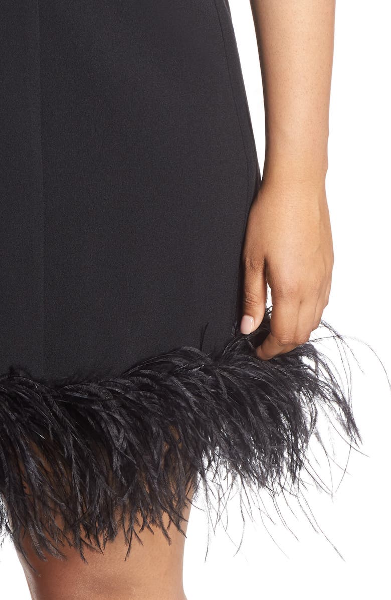 Chelsea28 Feather Hem Sheath Dress, Alternate, color, 