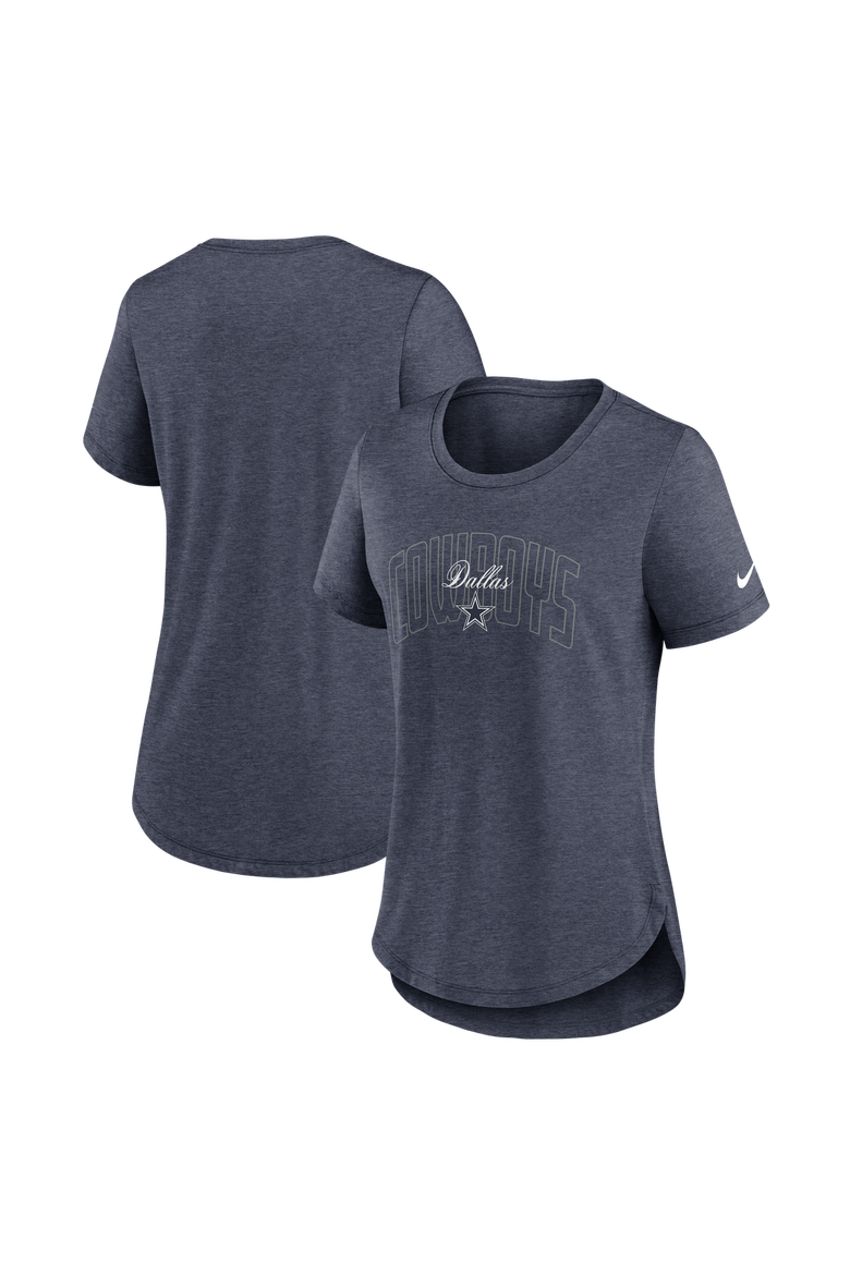 Women's Nike  Heather Navy Dallas Cowboys Primetime Backfield Tri-Blend T-Shirt, Main, color, Heather Navy