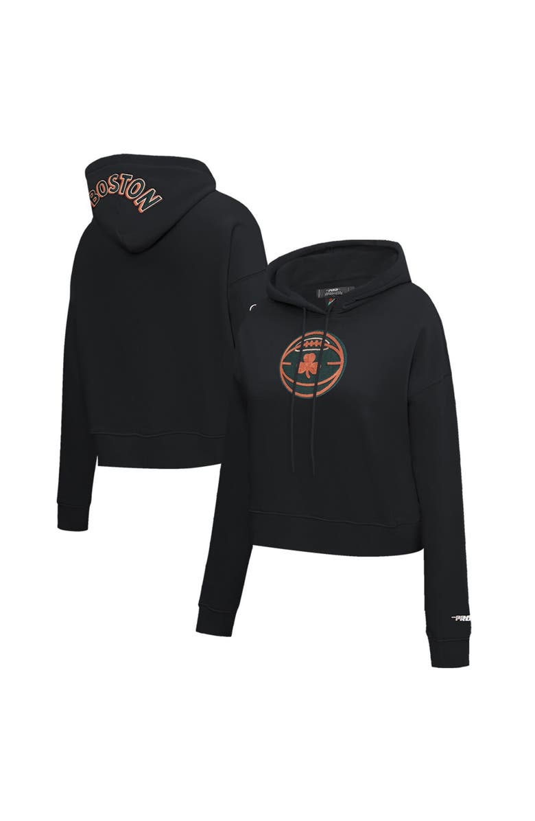 PRO STANDARD Women's Pro Standard Black Boston Celtics 2023/24 City Edition Cropped Pullover Hoodie, Alternate, color, Black
