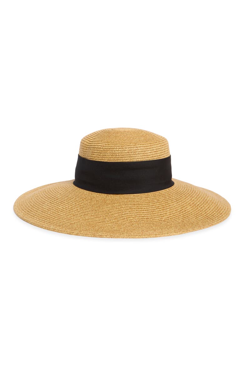 Floppy Bow Sun Hat, Main, color, DARK NATURAL
