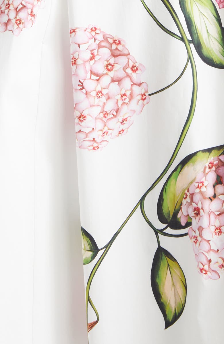 Oscar de la Renta Porcelain Flowers Stretch Cotton Poplin Strapless Dress, Alternate, color, Pink/ White