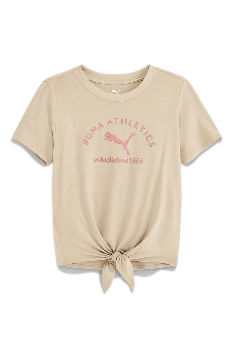 Kids' Embroidered Tie Hem T-Shirt, Main, color, ALPINE SNOW