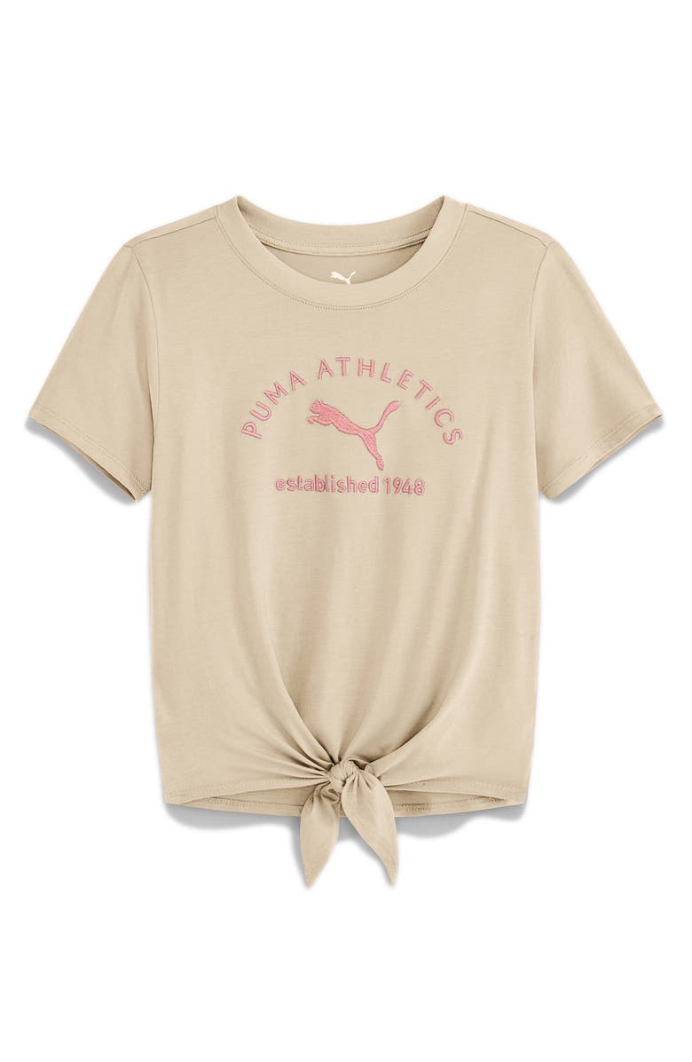 PUMA Kids' Embroidered Tie Hem T-Shirt, Main, color,