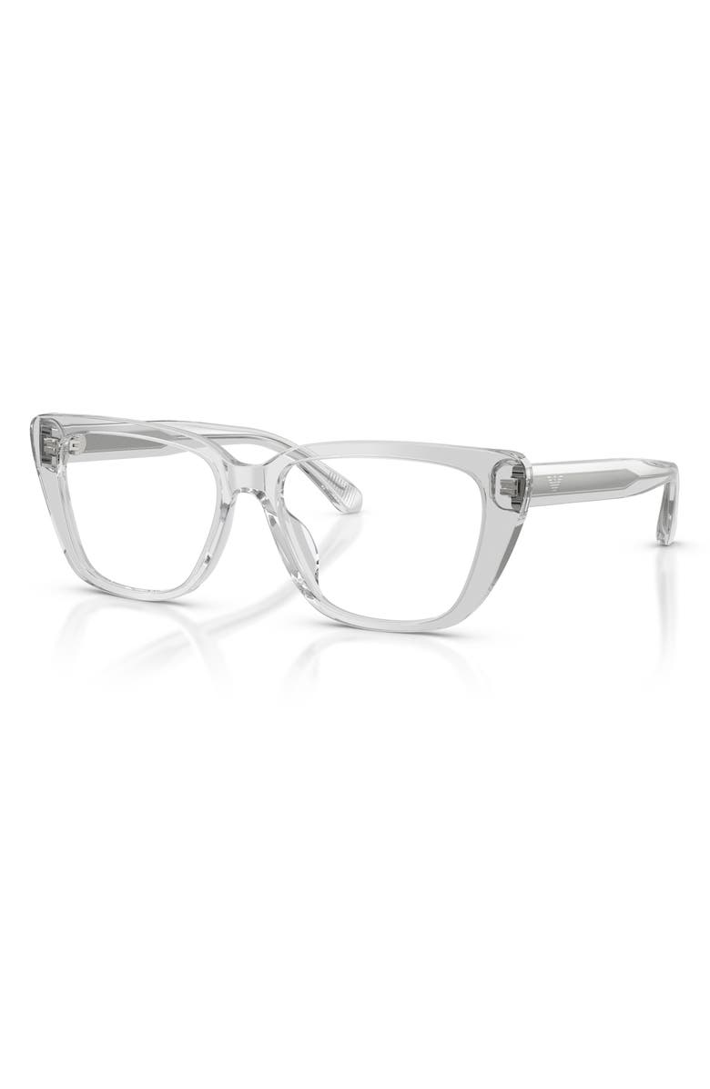 Emporio Armani 54mm Cat Eye Optical Glasses, Alternate, color, Shiny Crystal / Demo Lens