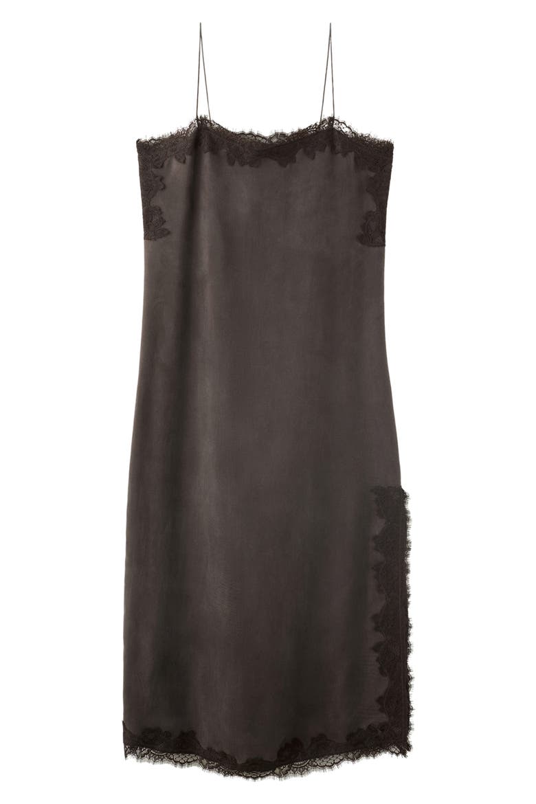 Lace-Trimmed Camisole Dress, Main, color, BROWN