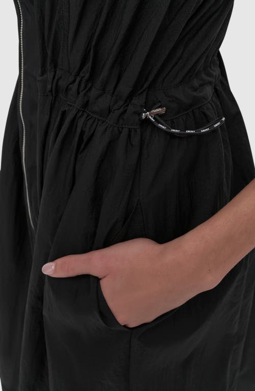 Dkny Sportswear Toggle Waist Nylon Midi Dress In Black
