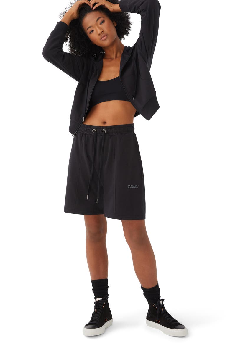 HUMAN NATION Gender Inclusive Harmony Organic Cotton Blend Crop Zip Hoodie, Alternate, color, 