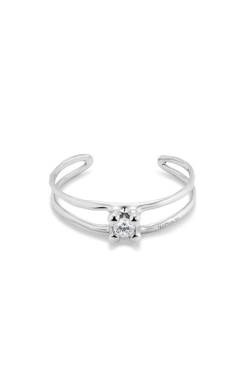 Unode50 Rigid Semi-open 18k Gold-plated Bracelet With Central Crystal In Silver
