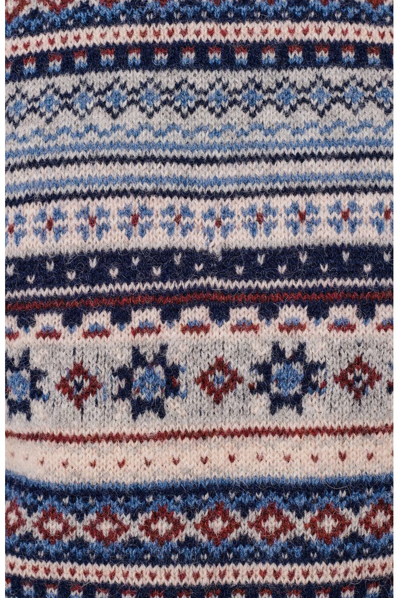 Fair Isle Crew Neck Wool Sweater, Alternate, color, Blue/Ecru Mix