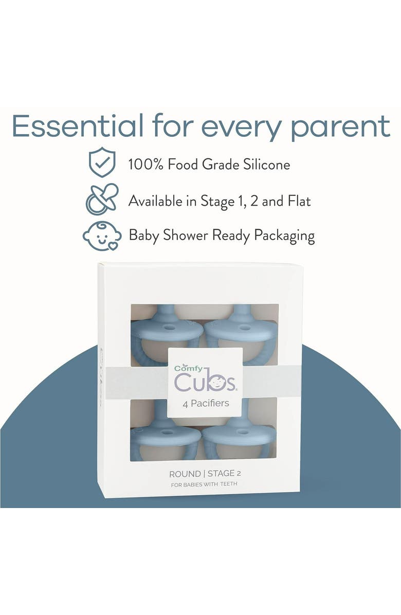 Comfy Cubs Pacifiers, 4 Pack - Stage 2,  6 to 18 Months, Alternate, color, Blue